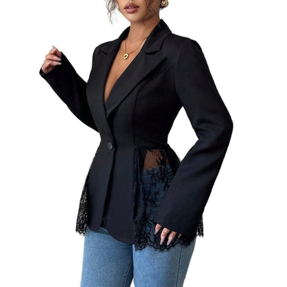 AMELIA — Blazer Élégant à Détails en Dentelle