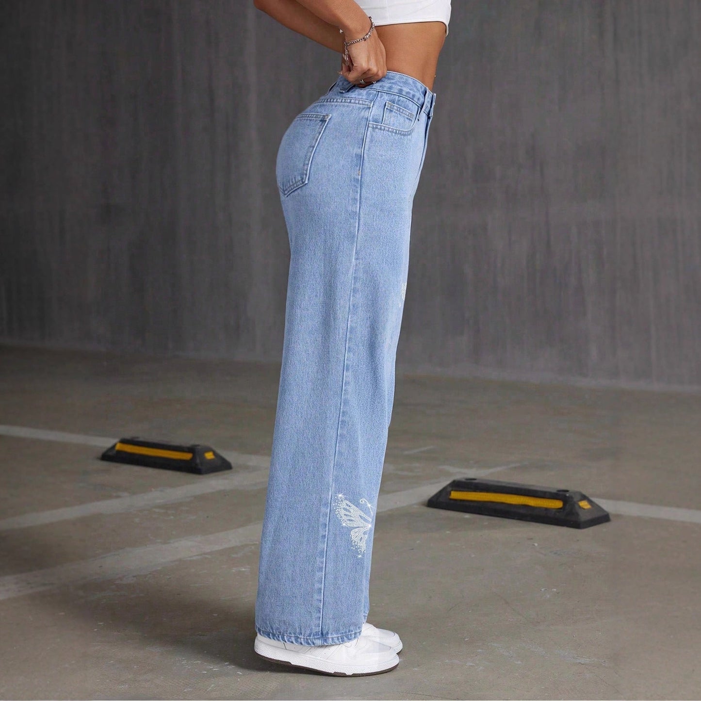 Papillia – Jean Wide Leg à Motif Papillon