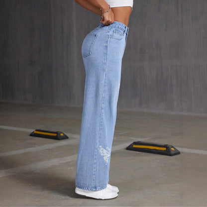 Papillia – Jean Wide Leg à Motif Papillon