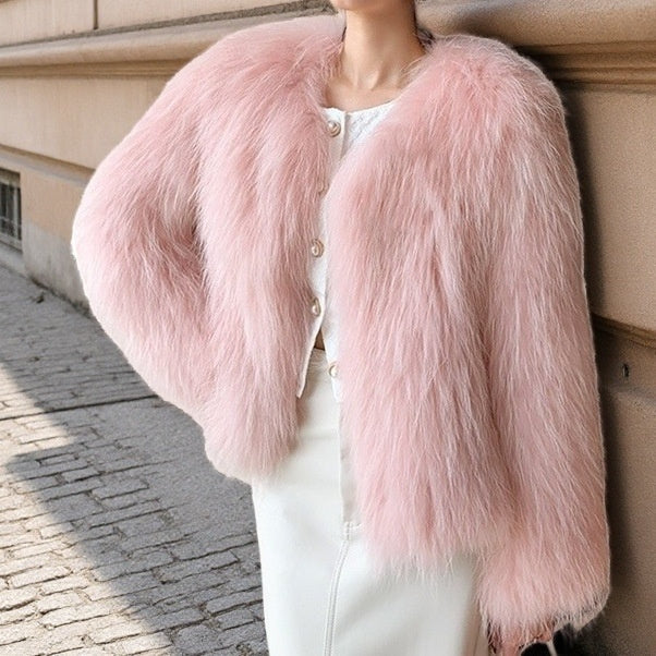 Manteau en fourrure artificielle court pour femme