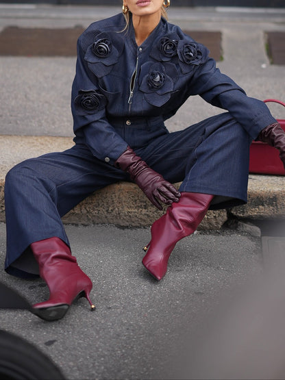 ZARELIA — Ensemble Denim Fleuri