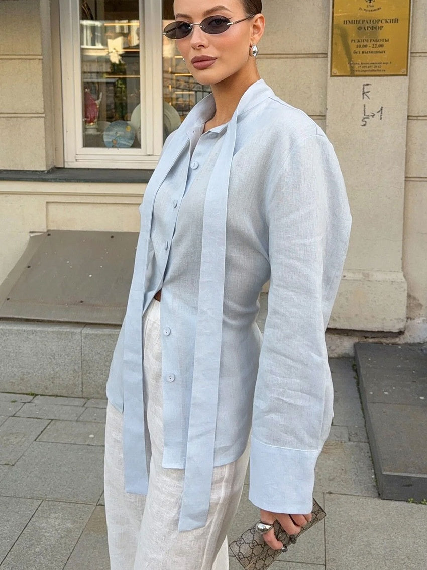 LÉA — Chemise Fluide à Col Noué