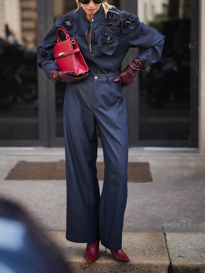 ZARELIA — Ensemble Denim Fleuri