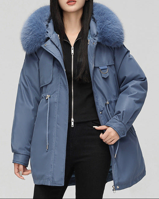 Veste Courte Élégante à Col en Fourrure – Style Urbain Chic
