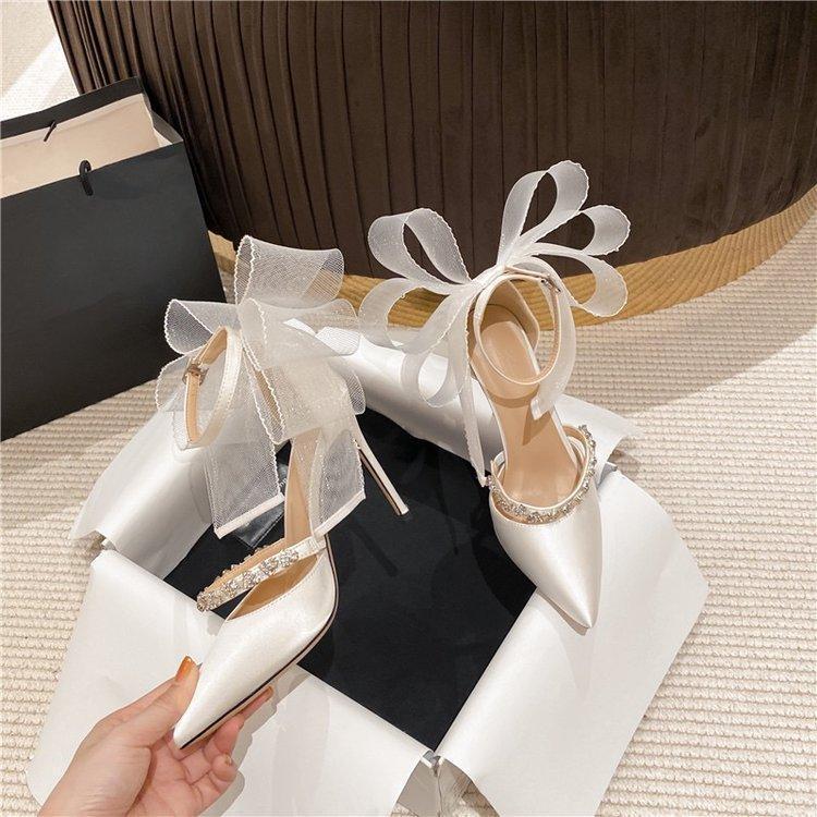 Sandales Femme Talon Haut – Nœud Strass, Style Glamour & Chic