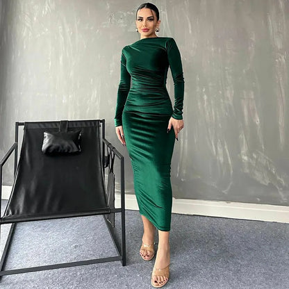 ÉMÉRALIA — Robe Velours Élégante