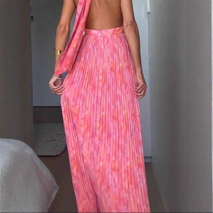 ROSÉLIA — Robe Longue Plissée Rose