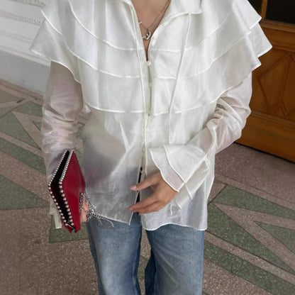 Top Blanc Femme en Tencel – Style Volanté