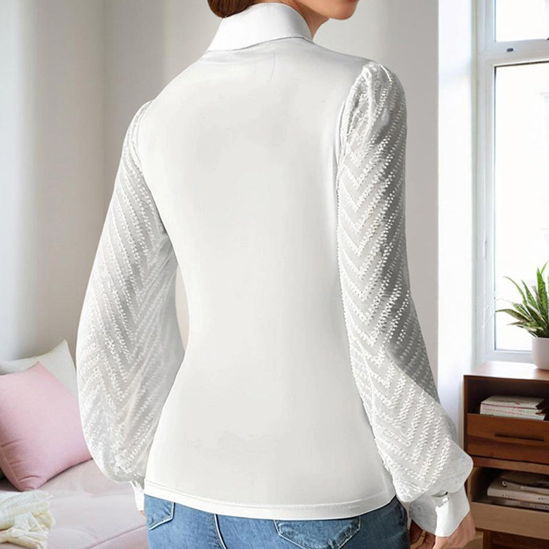 Haut Femme Raffiné – Col V & Chiffon Transparent