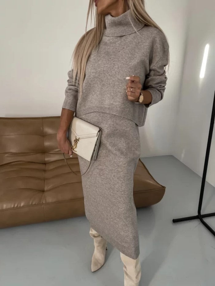 Ensemble 2 Pièces – Pull Col Roulé & Robe