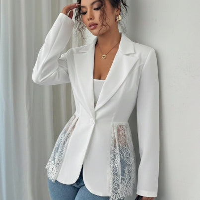AMELIA — Blazer Élégant à Détails en Dentelle