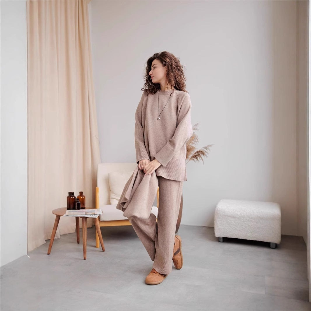 Ensemble pull tricoté et pantalon large