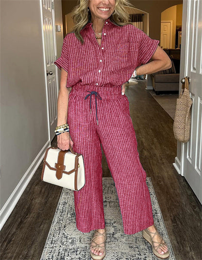 Ensemble – Chemise à Lacets & Pantalon Long