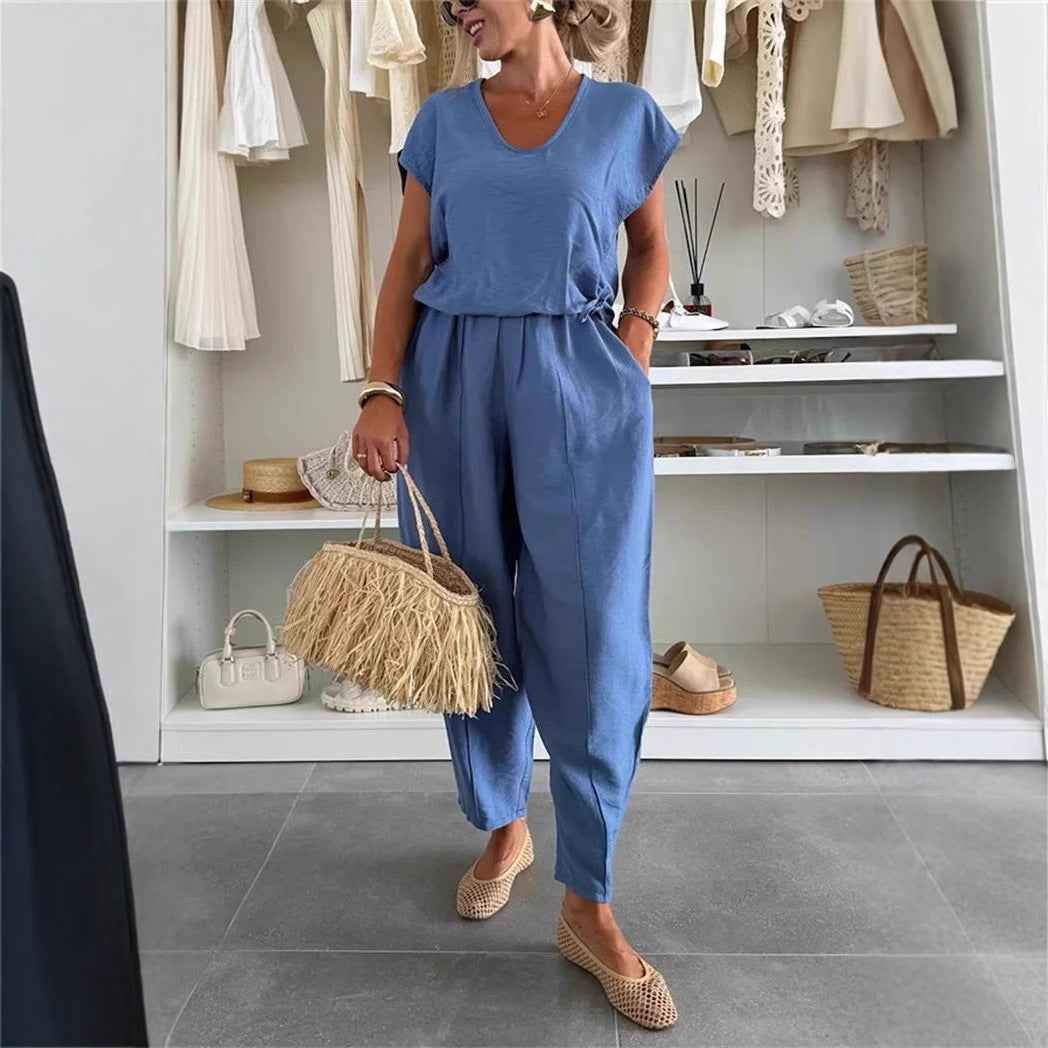 Ensemble Femme – Haut Raglan & Pantalon Soie Glacée