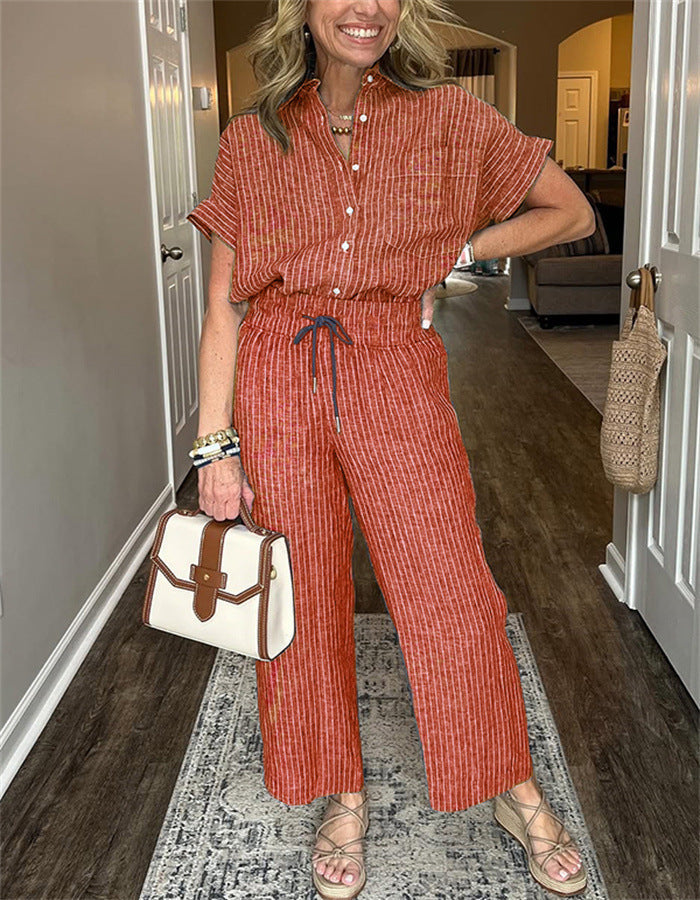 Ensemble – Chemise à Lacets & Pantalon Long