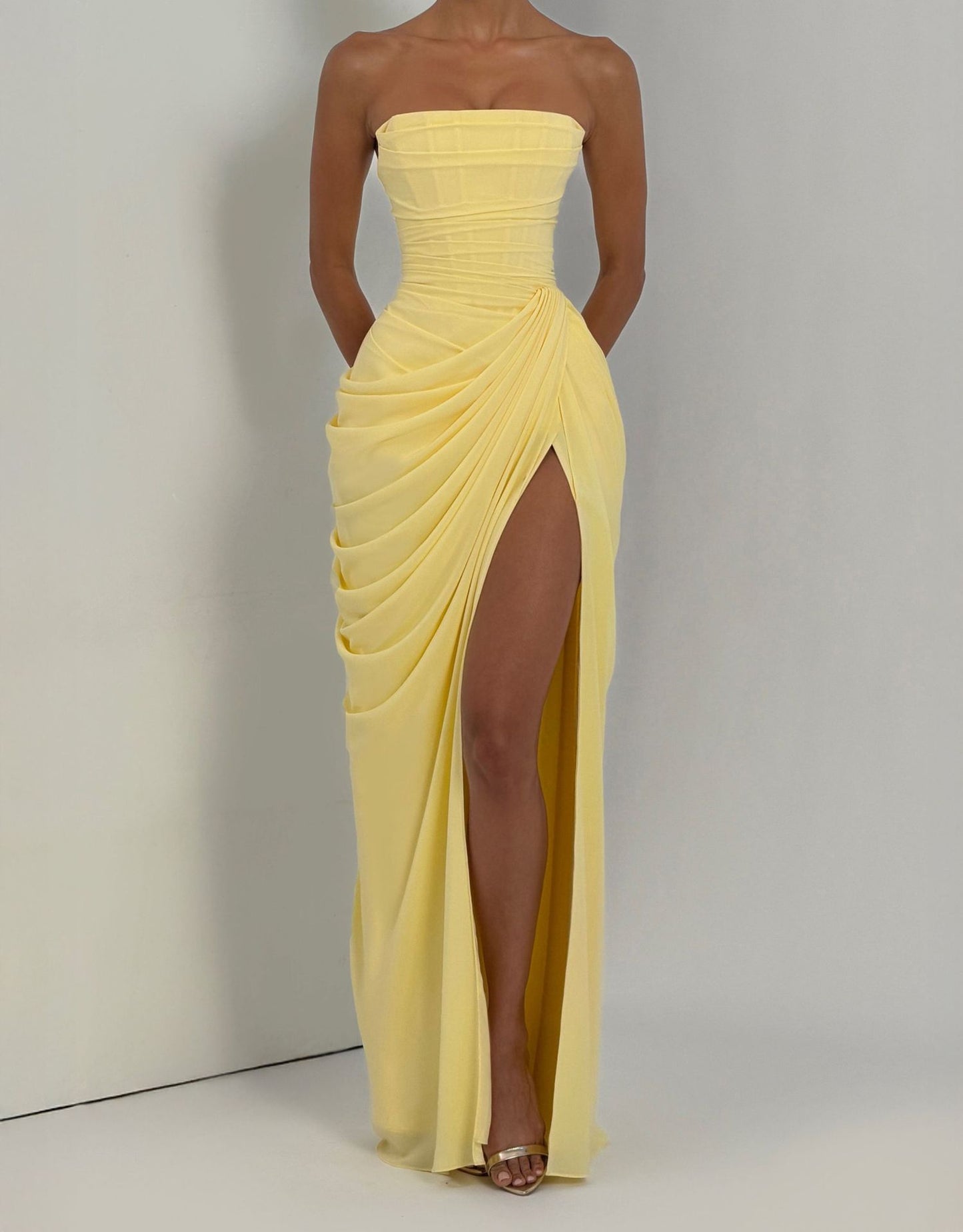 SOPHIE — Robe Longue Bustier à Fente