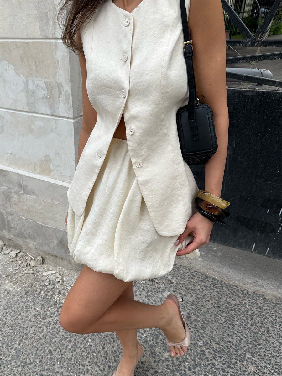LINA — Ensemble Veste Sans Manches & Jupe Boule