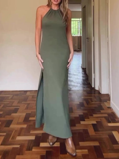 Robe Maxi Femme – Style Halter & Fente