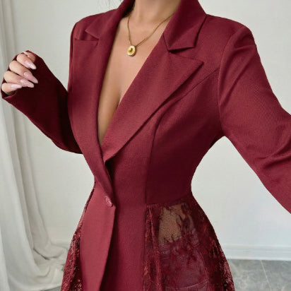 AMELIA — Blazer Élégant à Détails en Dentelle