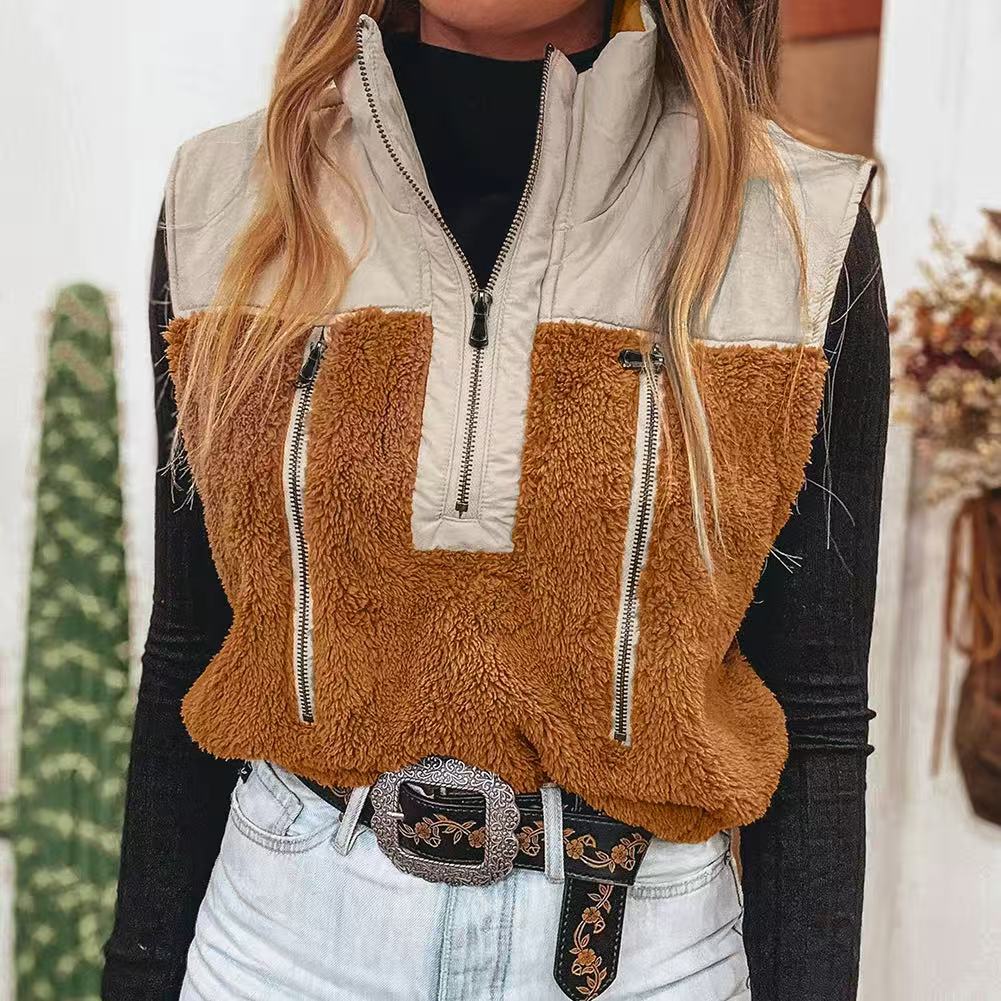 Gilet en laine à col montant