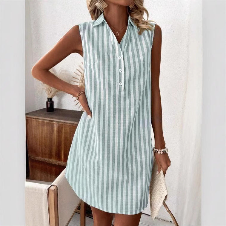 AZÉLINA — Robe Chemise Rayée Élégante