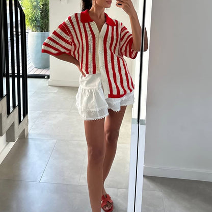 Chemise Rouge à Manches  – Coupe Large