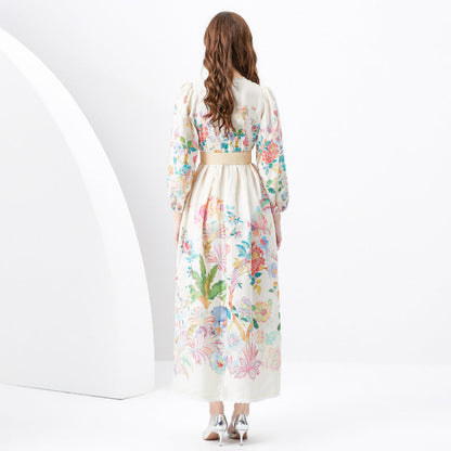Robe longue imprimée coupe slim