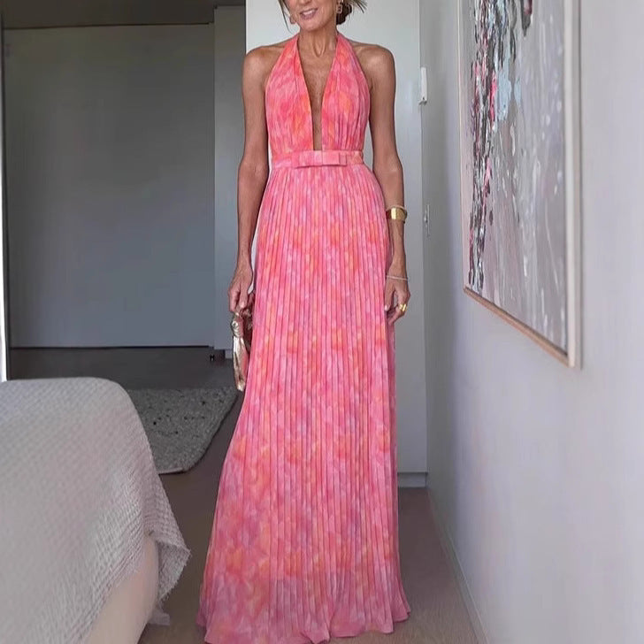 ROSÉLIA — Robe Longue Plissée Rose