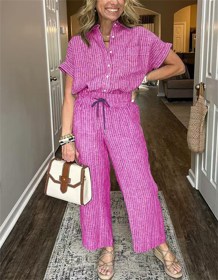 Ensemble – Chemise à Lacets & Pantalon Long