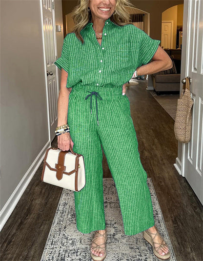 Ensemble – Chemise à Lacets & Pantalon Long