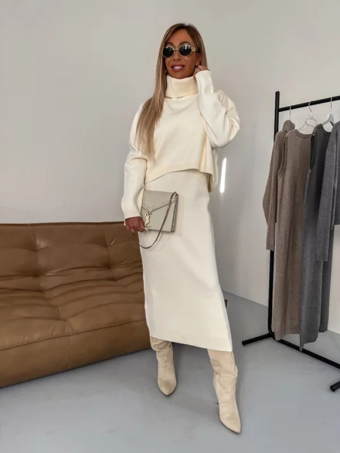 Ensemble 2 Pièces – Pull Col Roulé & Robe