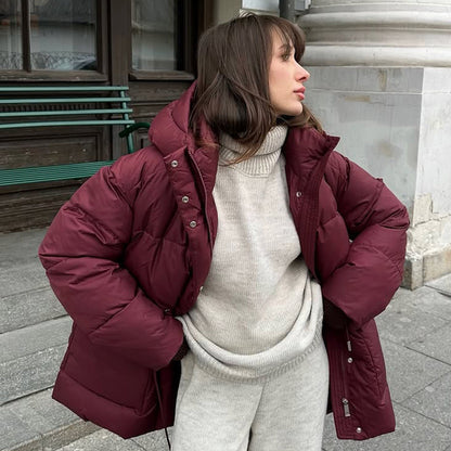 Veste en coton à capuche rouge vin
