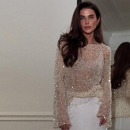 Haut Femme Festif – Sequins Ajourés
