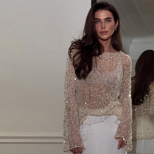 Haut Femme Festif – Sequins Ajourés